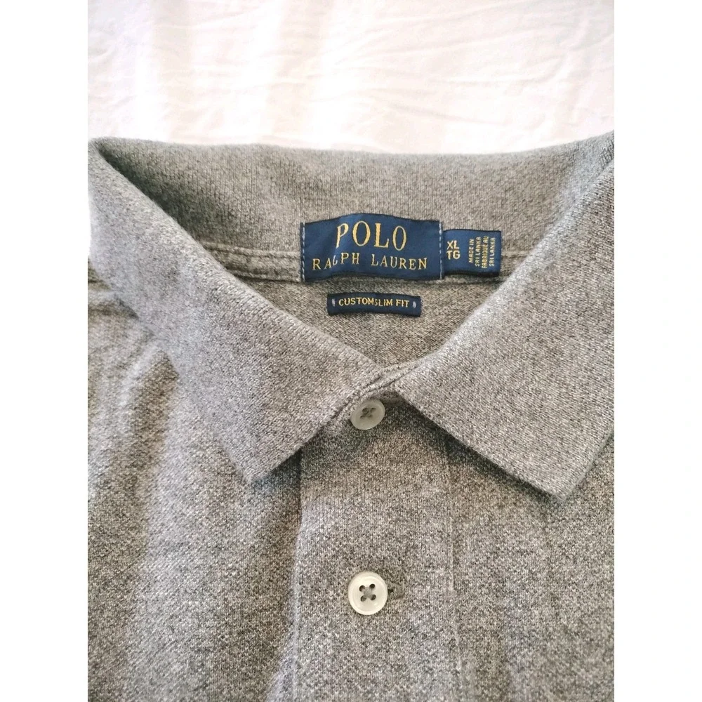 Polo Ralph Lauren Men's Custom Slim Fit Polo Shirt Gray Big Pony #3 Size XL